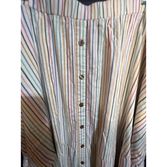 Lane Bryant Womens Plus Size Striped Midi Skirt With Button Front Detail Size 22 - Picture 4 of 5